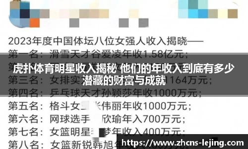 虎扑体育明星收入揭秘 他们的年收入到底有多少潜藏的财富与成就